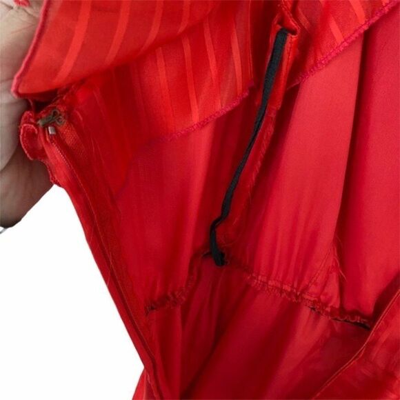 Vintage off shoulder red ruffle tie waist dress - Picture 4 of 4